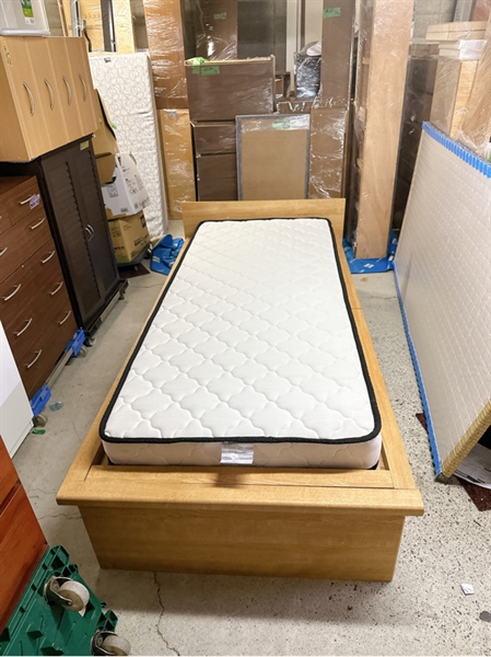 Set giường đơn nhỏ 80cm 2 ngăn kéo vàng