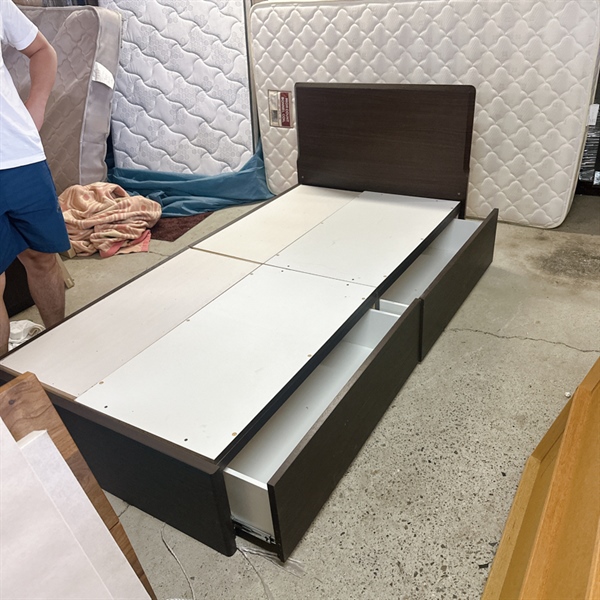 Giường đơn 2 ngăn kéo nâu