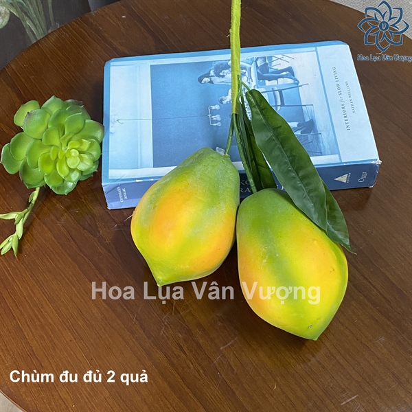 Chùm đu đủ 2 quả - Quả và dây quả - Hoa Lụa Vân Vượng