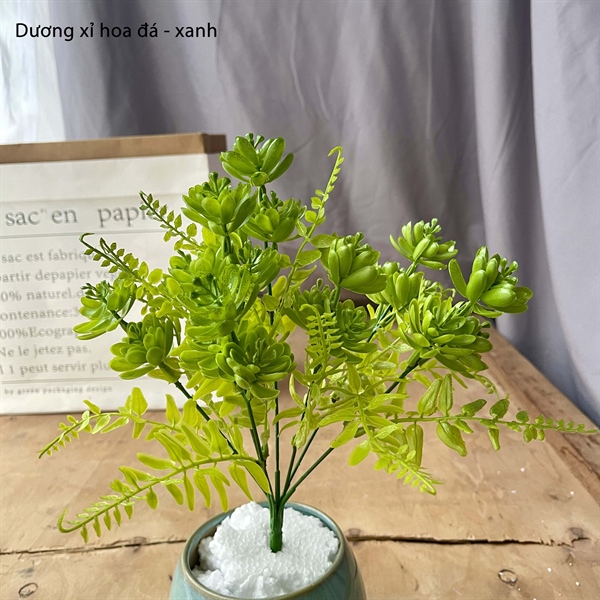 Dương xỉ hoa đá - xanh - Hoa đá - Hoa Lụa Vân Vượng