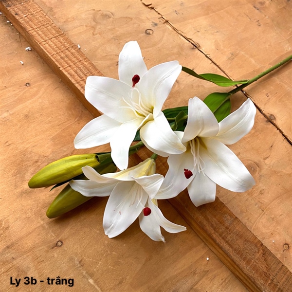Ly 3b - Trắng - Hoa cành dài - Hoa Lụa Vân Vượng