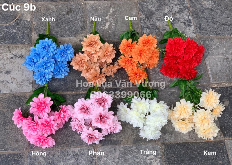 Cúc 9b - Hoa cành ngắn - Hoa Lụa Vân Vượng