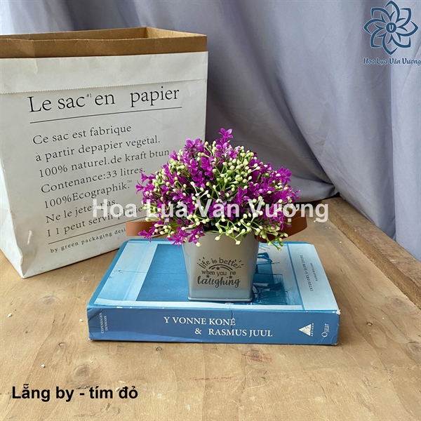 Lẵng By - Chậu để bàn - Hoa Lụa Vân Vượng