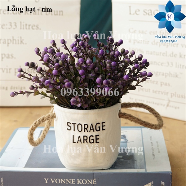 Lẵng hạt - Chậu để bàn - Hoa Lụa Vân Vượng