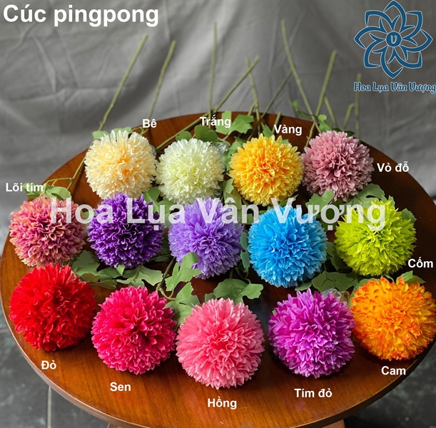 Cúc pingpong - Hoa cành dài - Hoa Lụa Vân Vượng