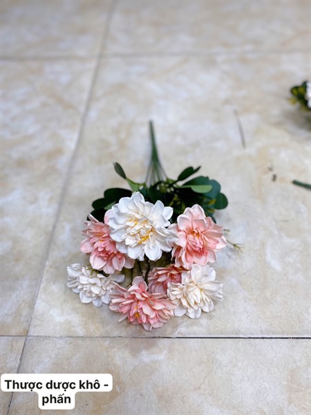 Thược dược khô - phấn - Hoa cành ngắn - Hoa Lụa Vân Vượng