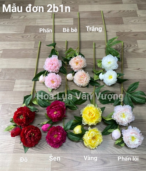 Mẫu đơn 2b1n - Hoa cành dài - Hoa Lụa Vân Vượng