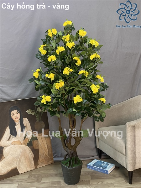 Cây hồng trà - Vàng - Không chậu - Cây - Hoa Lụa Vân Vượng