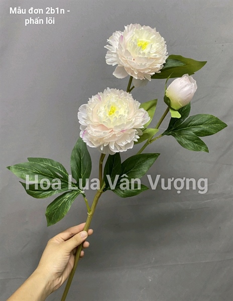 Mẫu đơn 2b1n - Phấn lõi - Hoa cành dài - Hoa Lụa Vân Vượng