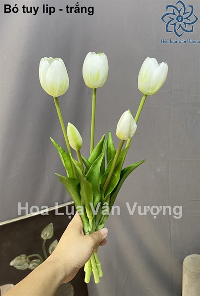 Bó tuy líp - Trắng - Hoa cành ngắn - Hoa Lụa Vân Vượng