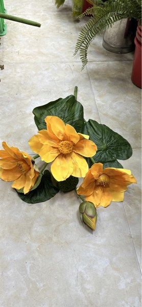 Sen ngắn - Vàng - Sen - Hoa Lụa Vân Vượng