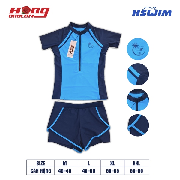 Đồ bơi nữ rời Short xéo tay con TEEN 2XL=>3XL COCONUT TREE (1/2 Dây Kéo) , 30B147