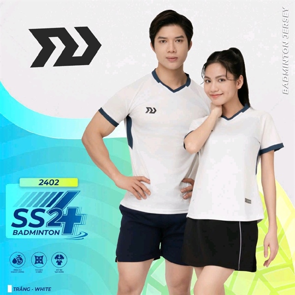 Áo cầu lông Bulbal SS24 nữ BAW 2402, M=>XL 169QA (Trắng, Cổ vịt, Kem)