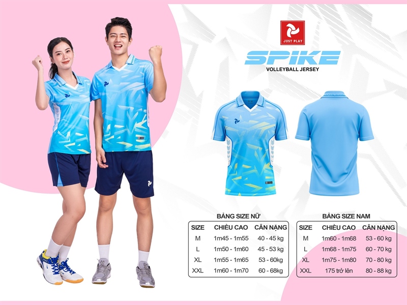 Quần áo bóng chuyền Justplay SPIKE, M=>2XL 164QA