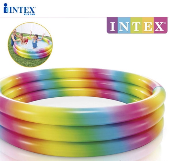 Phao hồ bơi tròn 1m47*33 cầu vồng Intex 58439