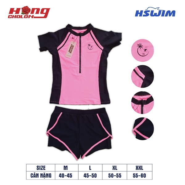 Đồ bơi nữ rời Short xéo tay con TEEN 2XL=>3XL COCONUT TREE (1/2 Dây Kéo) , 30B147