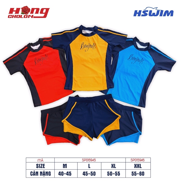 Đồ bơi nữ rời Short xéo tay con M=>XL BONJOUR, 30B177 TEEN