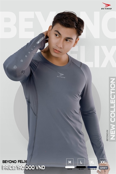 Áo thể thao Beyono FELIX Body tay dài nam + nữ, M=>2XL 220QA