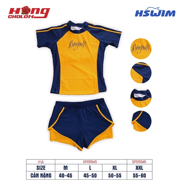 Đồ bơi nữ rời Short xéo tay con M=>XL BONJOUR, 30B177 TEEN