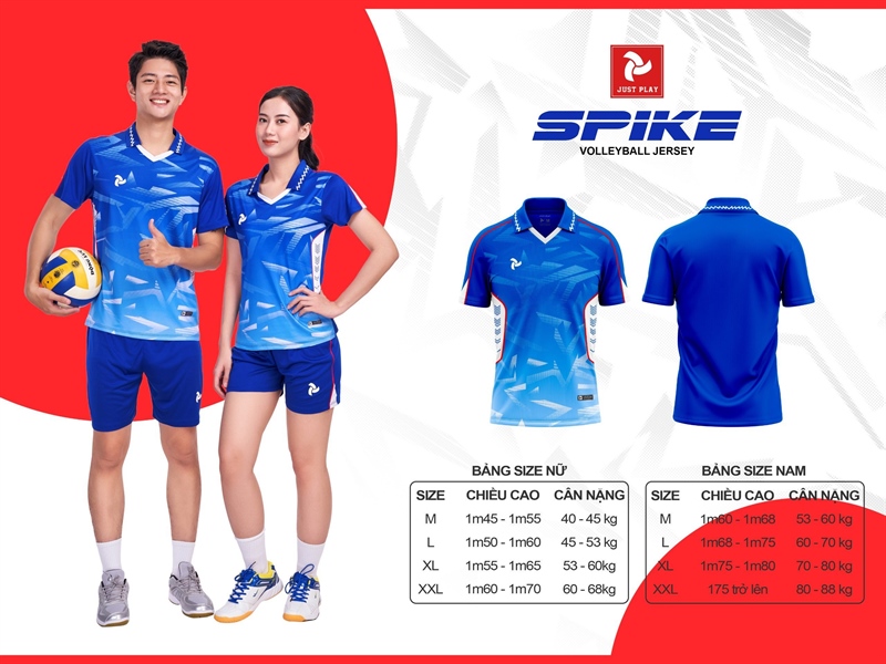 Quần áo bóng chuyền Justplay SPIKE, M=>2XL 164QA
