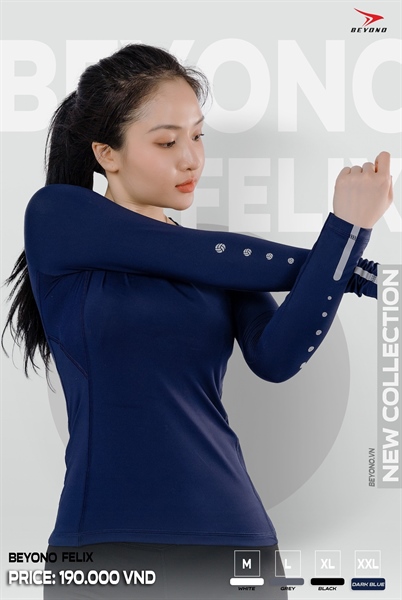 Áo thể thao Beyono FELIX Body tay dài nam + nữ, M=>2XL 220QA