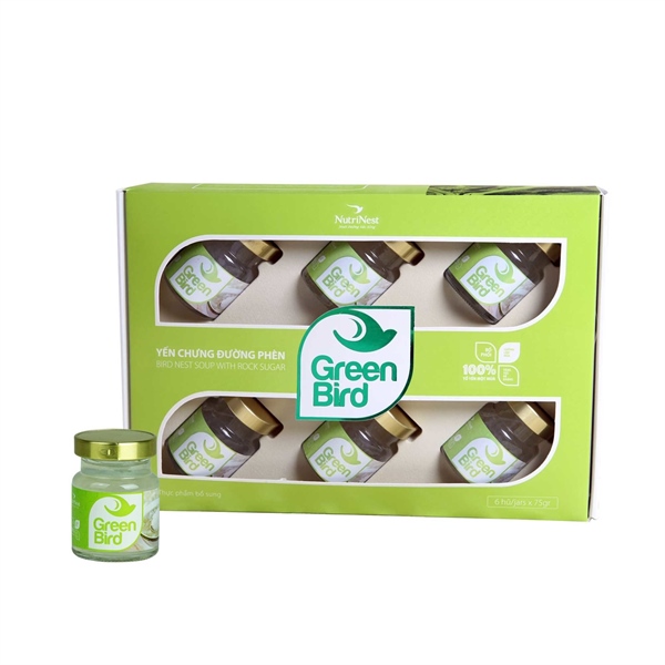 Hộp Quà Green Bird - Nước Yến Sào Chưng Đường Phèn - (6hũ*75g)