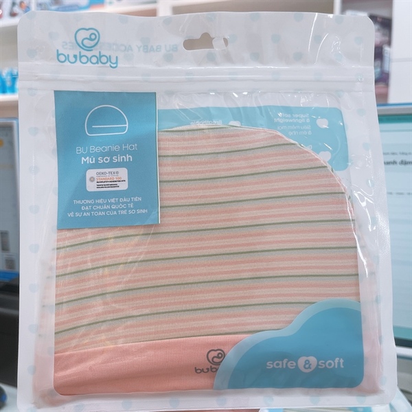 Mũ tròn Bubaby BA019BB kẻ hồng- 0-3M