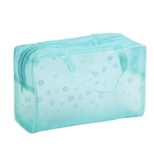 Túi đựng đồ trang điểm hoạ tiết hoa cúc MUH, Xanh lá