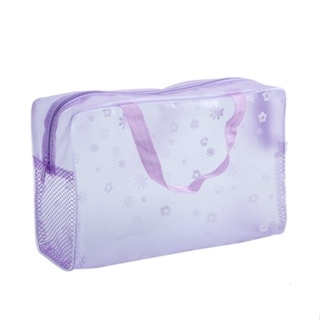 Túi đựng đồ trang điểm hoạ tiết hoa cúc MUH, Tím