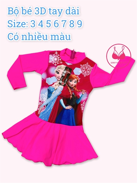 Bộ bơi bé 3D Elsa tay dài nhỏ