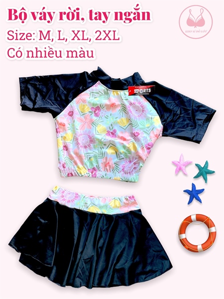 Bộ bơi váy rời tay ngắn