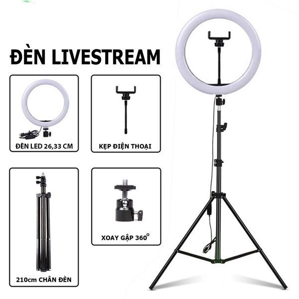 Đèn livestream size 26cm + 1 kẹp ĐT