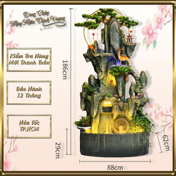 Hòn Non Bộ Thác Nước Phong Thủy 64*48*145cm