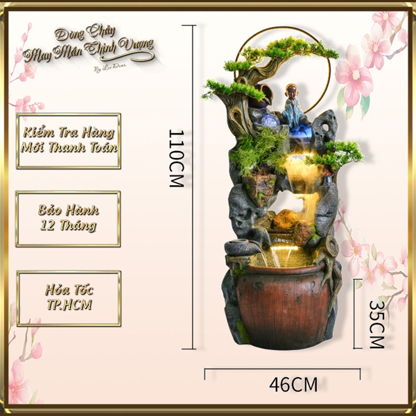Thác Nước Non Bộ Chú Tiểu 46*35*110cm