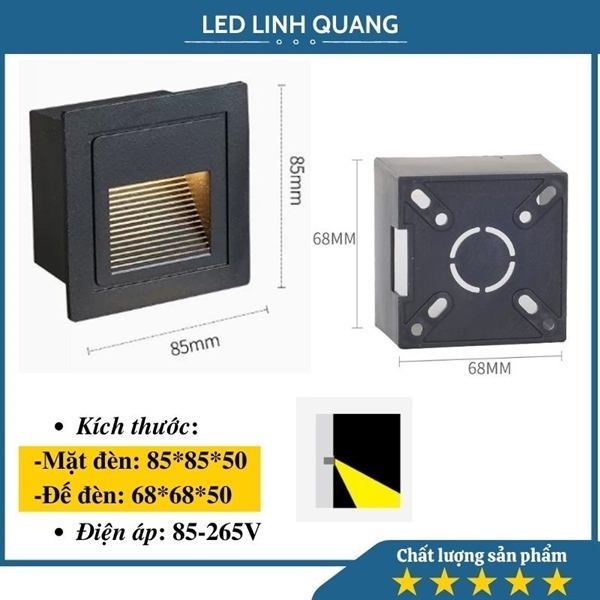 Đèn Led âm tường 3W 85*85 LQ VĐ
