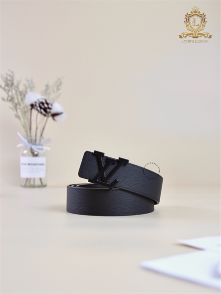 Belt LV da bê đen chữ lồng đen bản 3.5