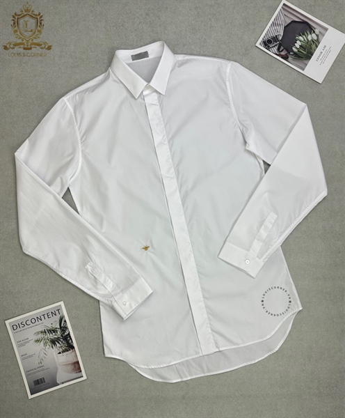 Sơ mi Dior dài tay trắng ong vàng