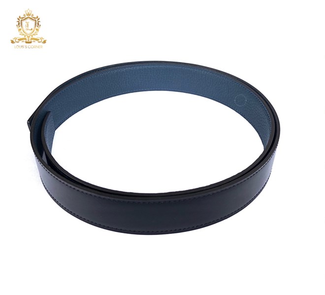 Dây Belt HERMES Xanh Navy/Đen 2 ĐẦU NHỌN