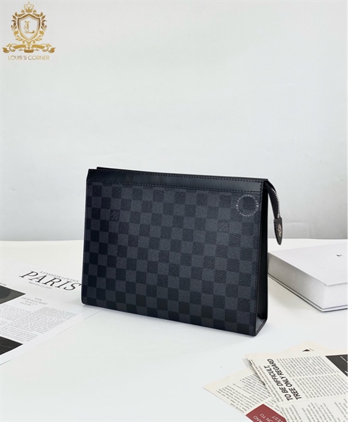 Clutch LV pochette damier ghi xám