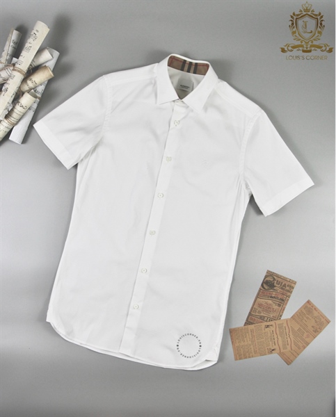 Sơ mi Burberry cộc tay trắng tag ngựa