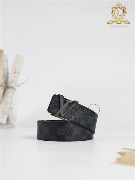 Belt LV damier đen chữ lồng đen bóng