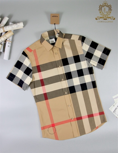 Sơ mi Burberry cộc tay archive kẻ đỏ