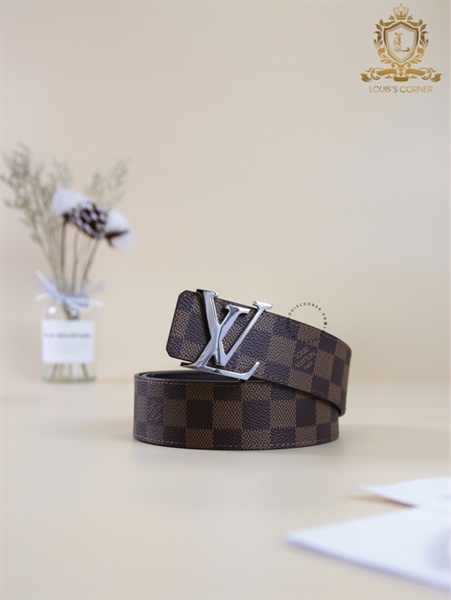 Belt LV damier nâu vàng chữ lồng bạc