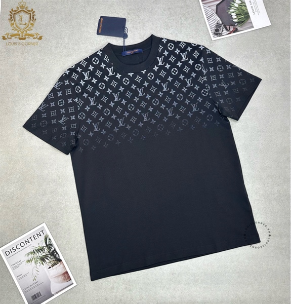 Áo thun LV đen mono trắng gradient