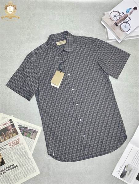 Sơ mi Burberry cộc tay dark grey ip check