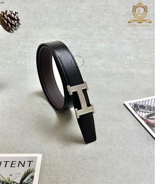 Mặt belt Hermes H chấm bi bạc