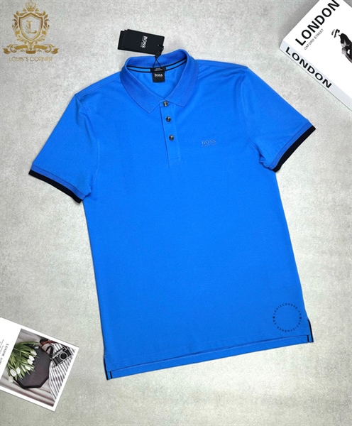 Polo Hugo boss xanh biển cổ dệt
