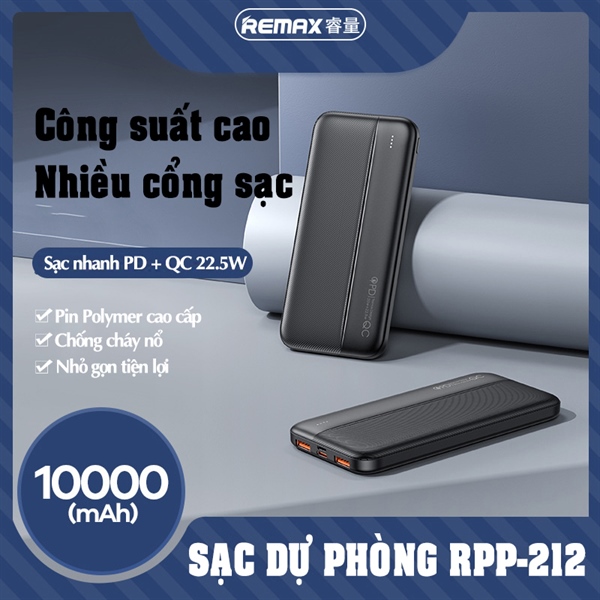 Pin dự phòng 22.5W Remax RPP-212 10.000mAh