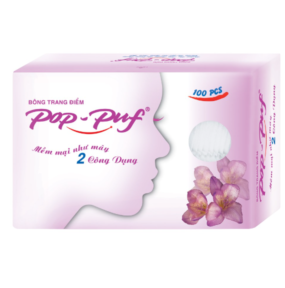 (Pop-Puf HỘP 100m) BÔNG TẨY TRANG POP PUF 100 miếng