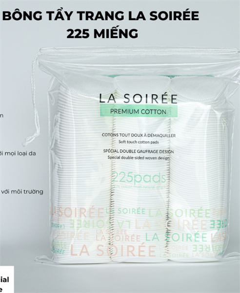 Bông tẩy trang La Soirée 225 miếng tròn